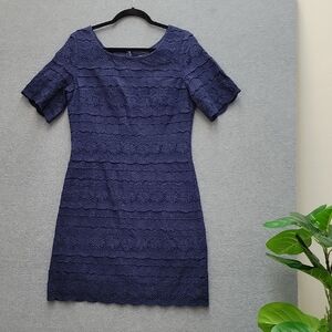Banana Republic Flutter Sleeve Eyelet Dress Navy Lace Sz8